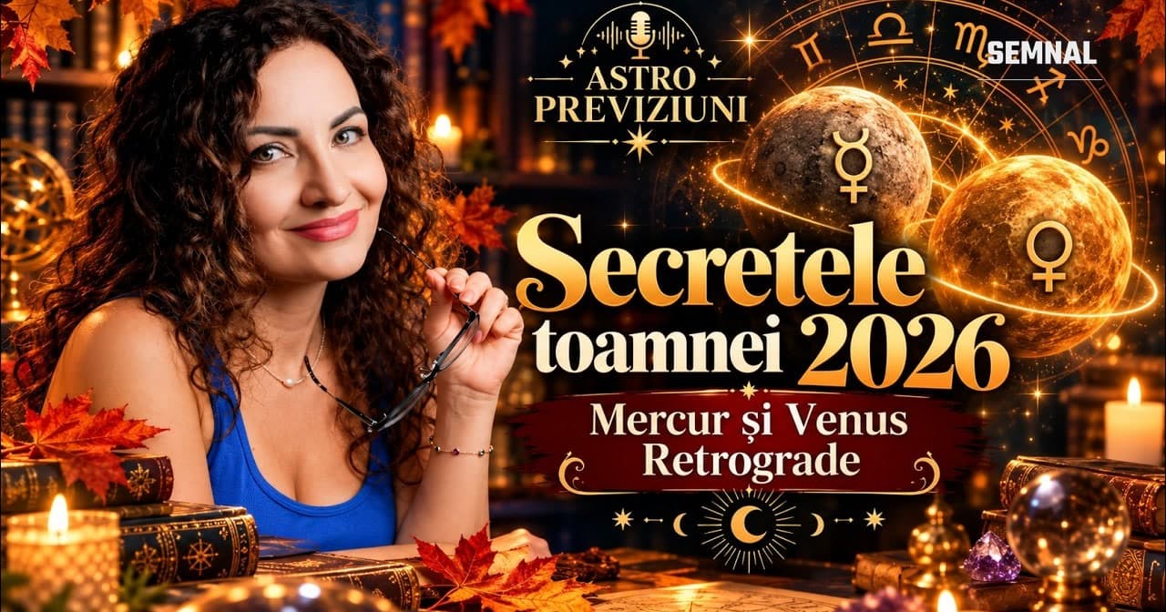 Rodica Spînu lângă planetele Mercur și Venus, sub titlul Secretele toamnei 2026, Mercur și Venus retrograde
