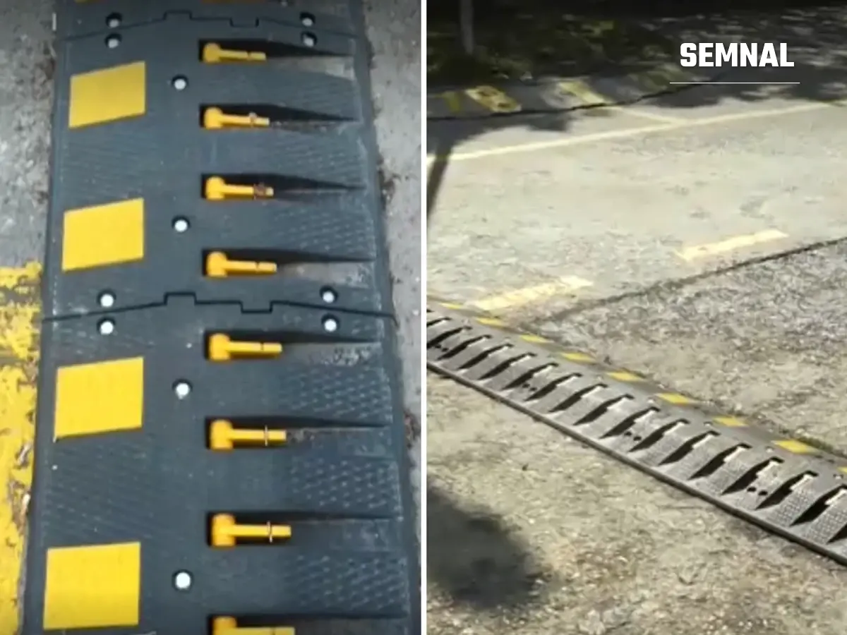 Limitator de viteză cu țepi.