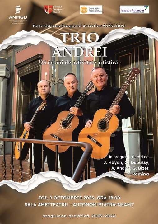 Muzică și Emoție la Piatra-Neamț: Trio ANDREI Deschide Stagiunea Artistică 2025-2026
