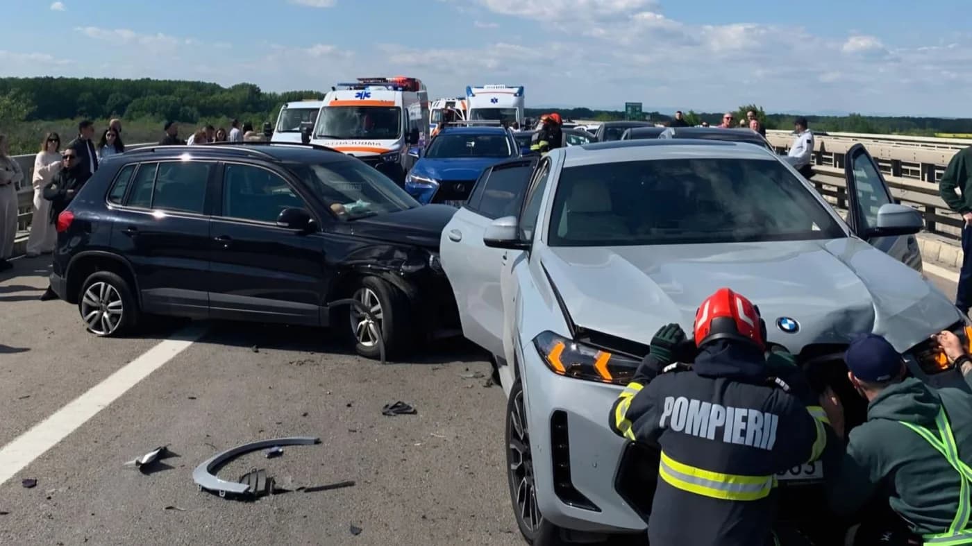 Trafic pe autostradă în zona unui accident, imagine ilustrativă