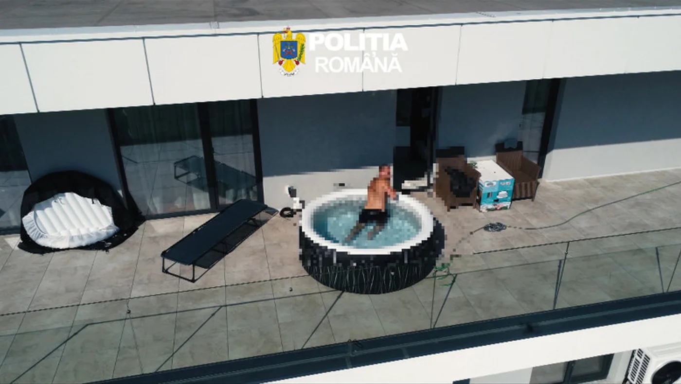 Român urmărit internațional, prins într-o piscină gonflabilă