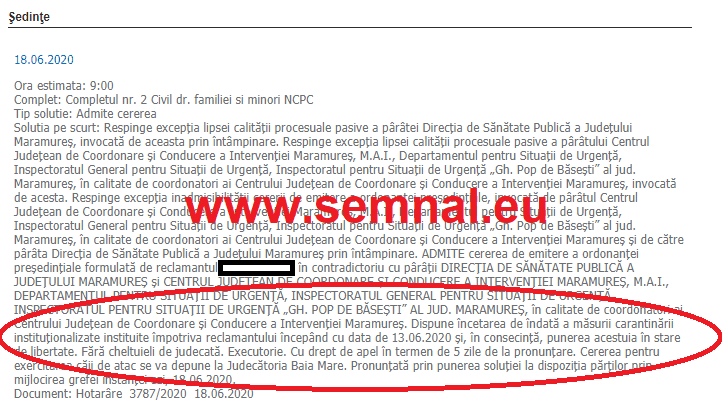 Un judecător a "pus în libertate" o persoană carantinată în Maramureș — Justiție