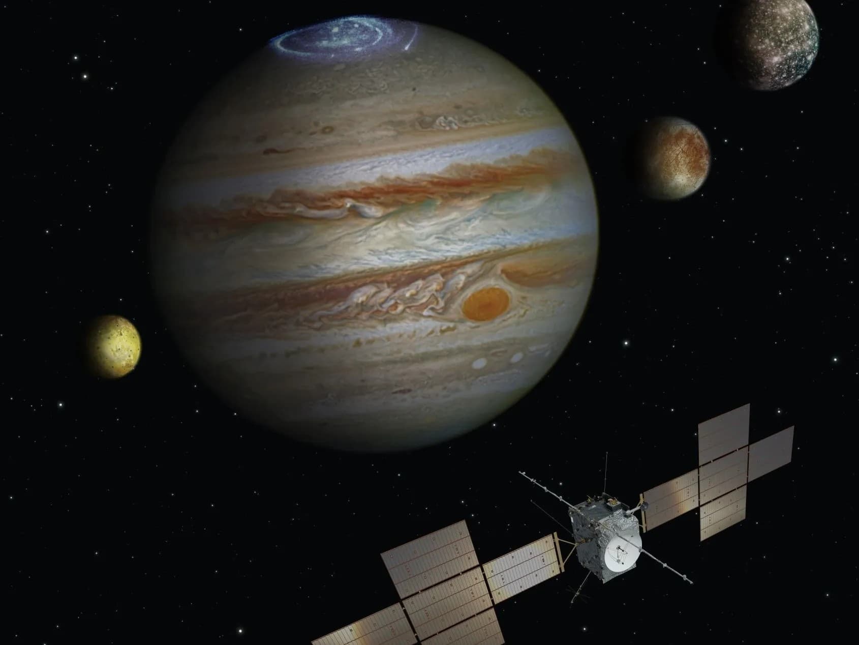 Sonda Juice explorează posibilitatea existenței vieții pe lunile lui Jupiter