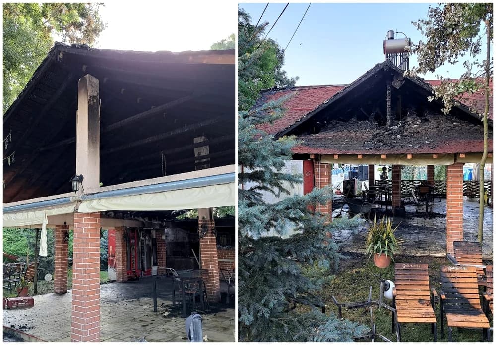 Terasa unei piscine din orașul Potcoava, județul Olt, mistuită de foc — Societate