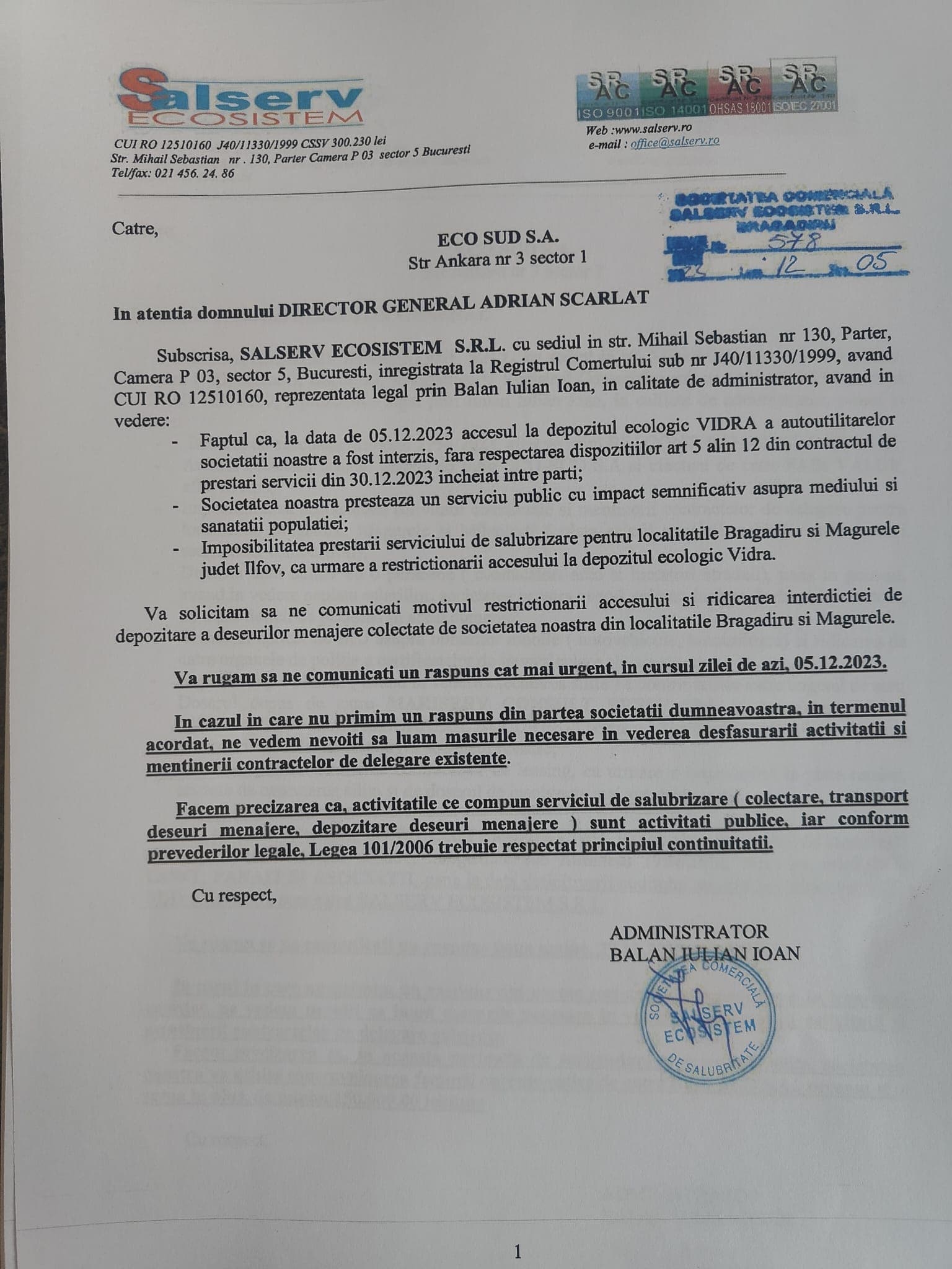 Salserv gunoaie Bragadiru 2