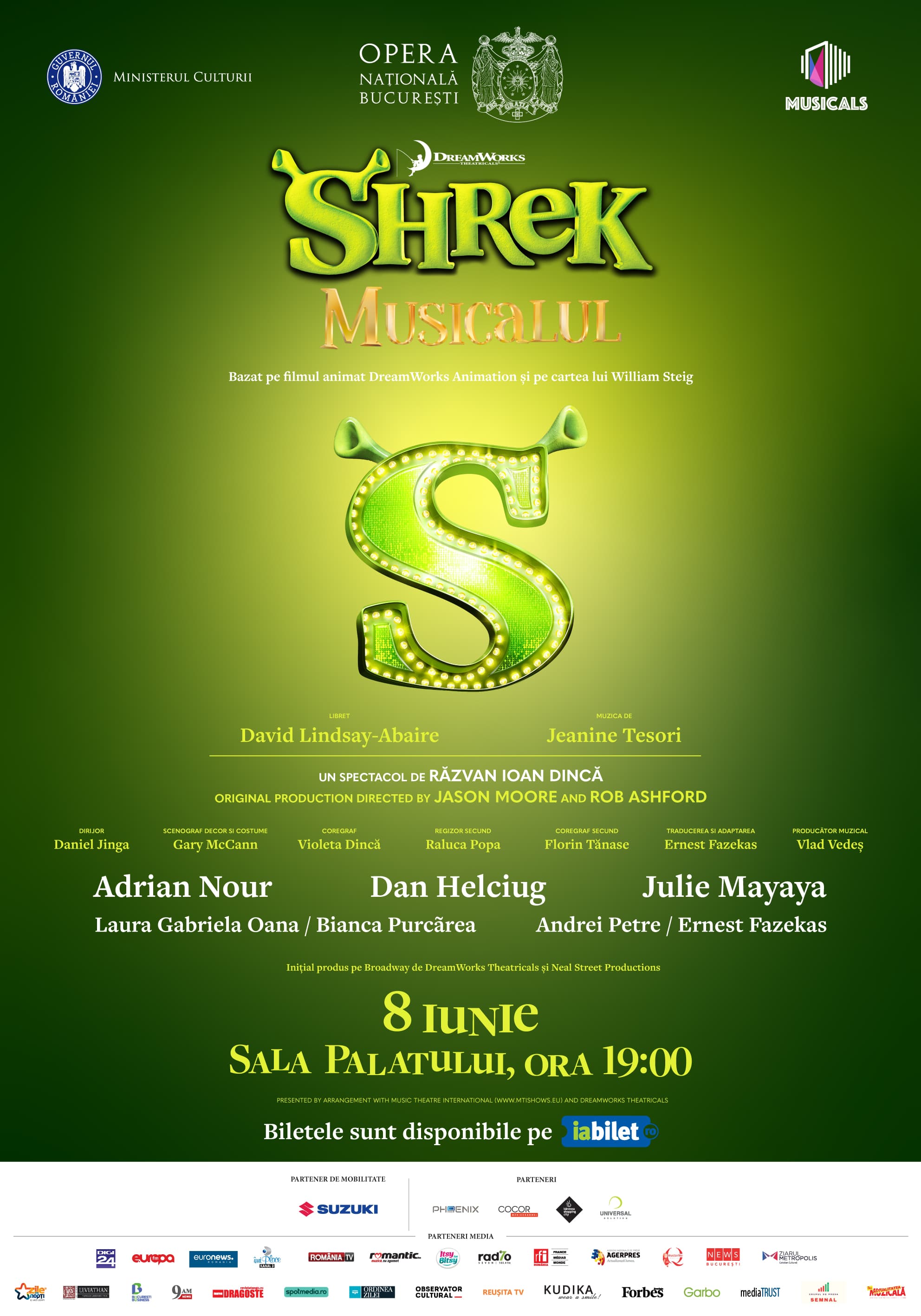 De pe Broadway la București: Shrek Musicalul are premiera pe 8 și 9 iunie la Sala Palatului. Horia Brenciu și Dan Helciug în rolul capcăunului simpatic