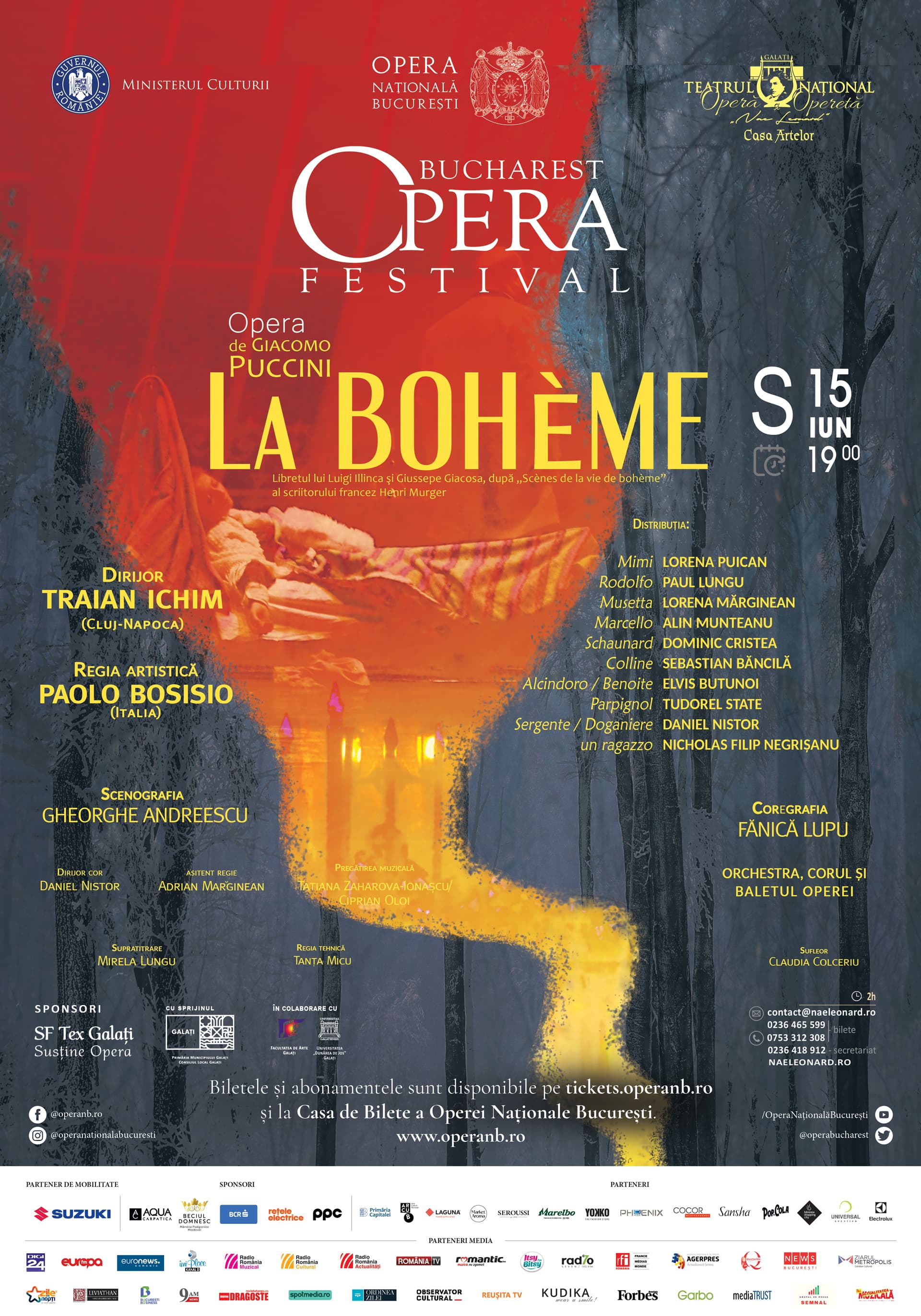 La Bohème la Bucharest Opera Festival, pe 15 iunie, cu Teatrul Naţional de Operă şi Operetă „Nae Leonard” din Galaţi