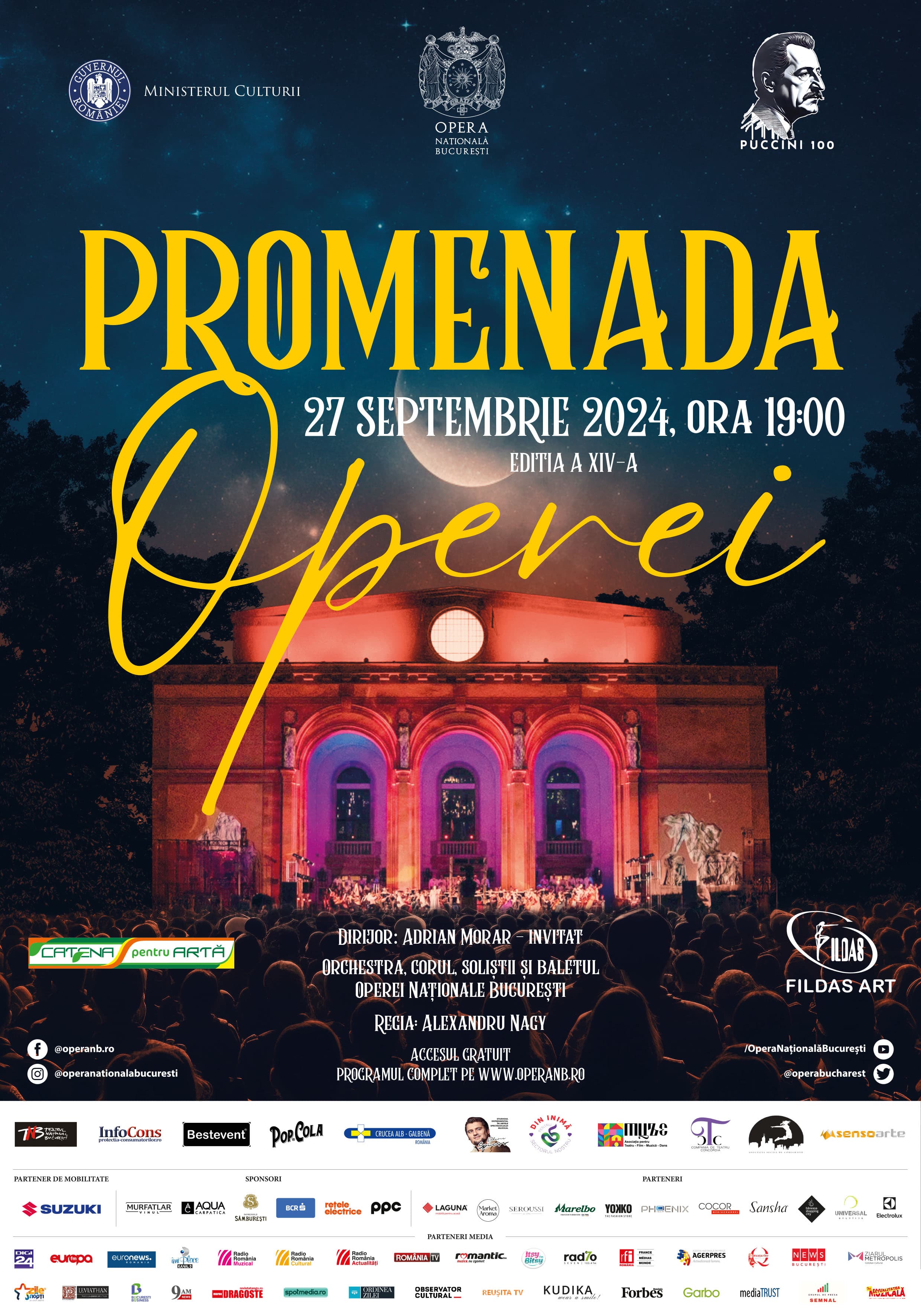 Opera Națională București prezintă Promenada Operei,ediția a XIV-a - Puccini per sempre, în 27 septembrie pe esplanadă