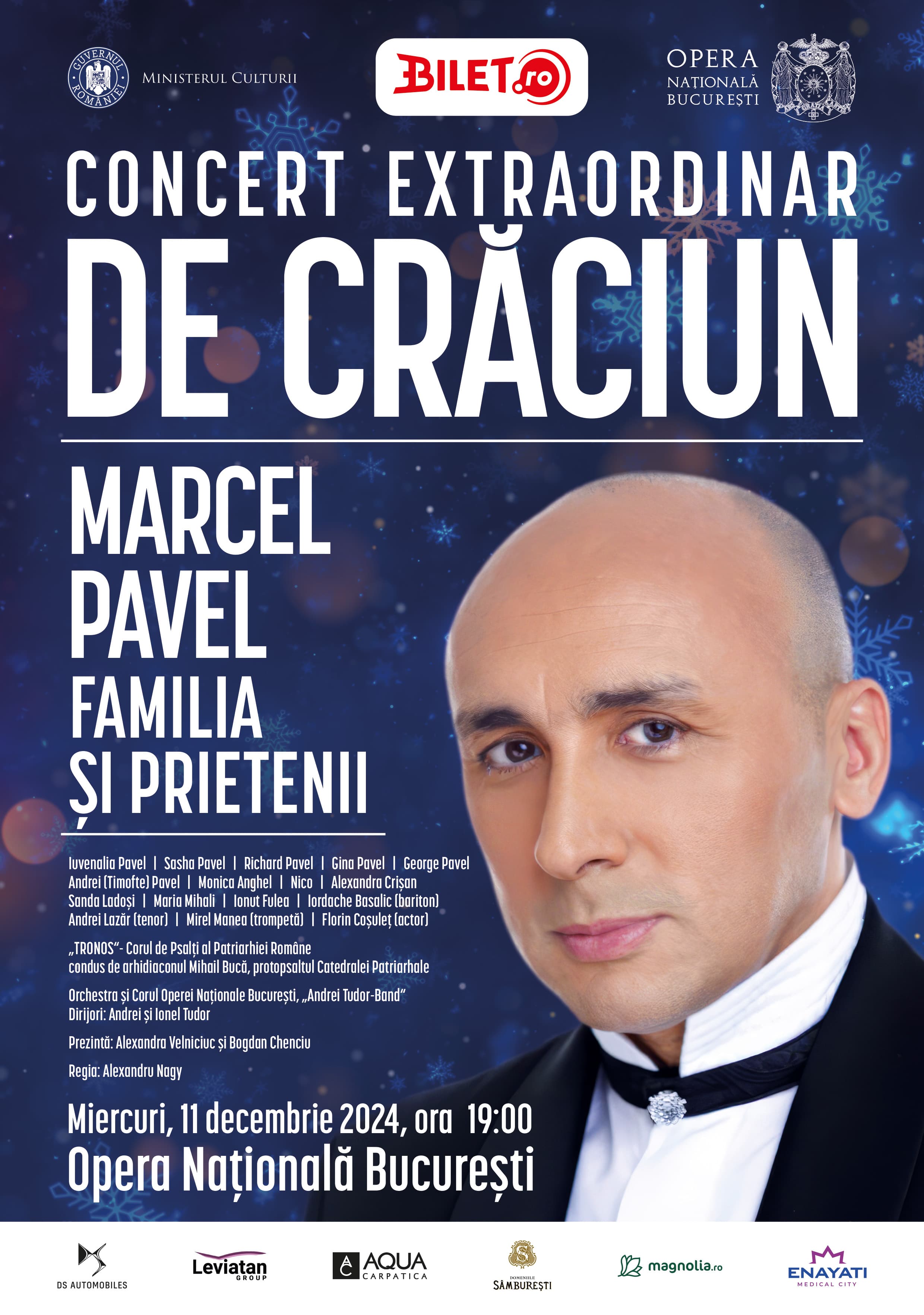 Concert extraordinar de Crăciun: „Marcel Pavel, Familia și Prietenii” la Opera Națională București