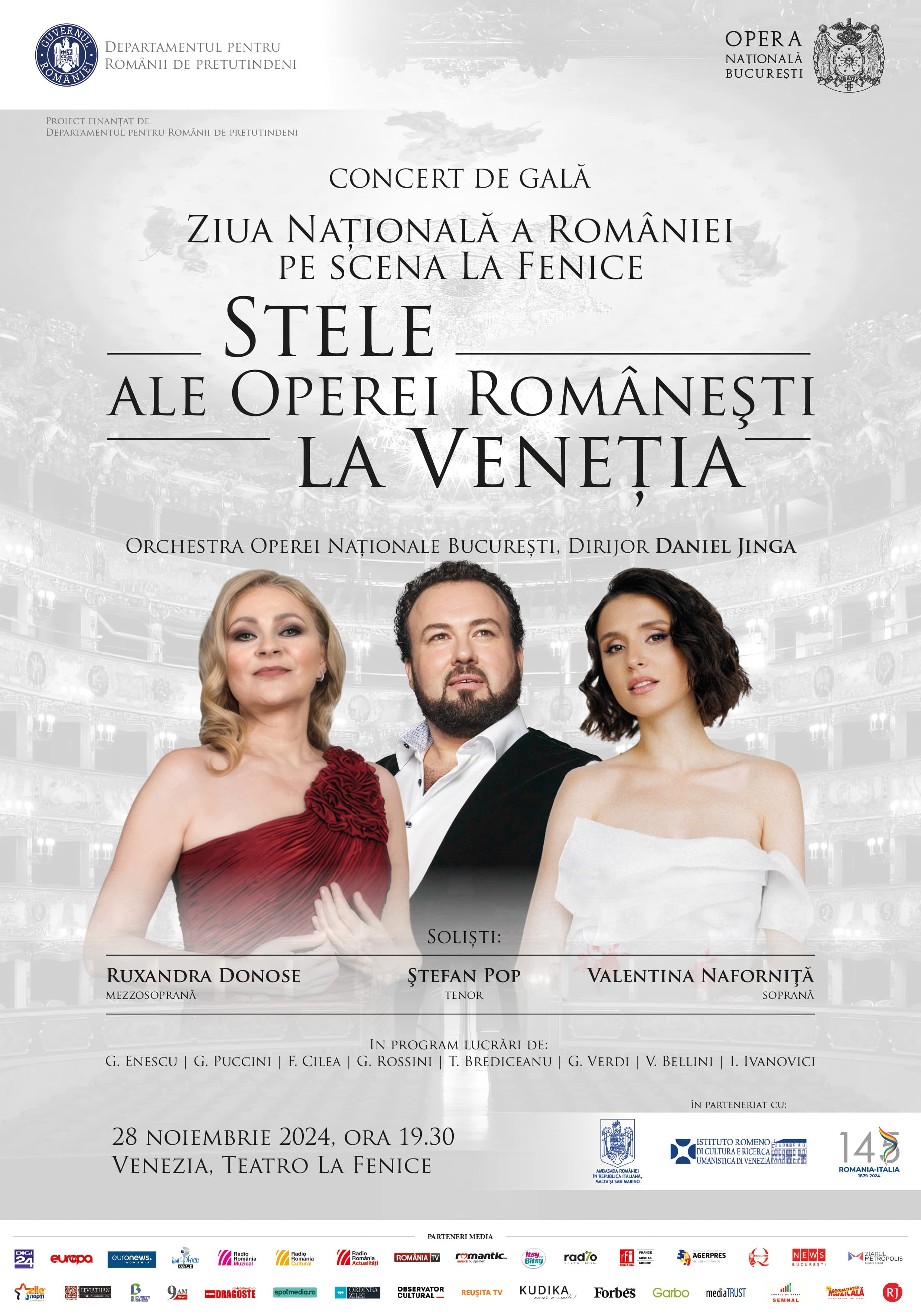 Aplauze la scenă deschisă la Fenice pentru Valentina Naforniţă, Ruxandra Donose, Ştefan Pop și Orchestra Operei Naţionale Bucureşti, dirijată de Daniel Jinga