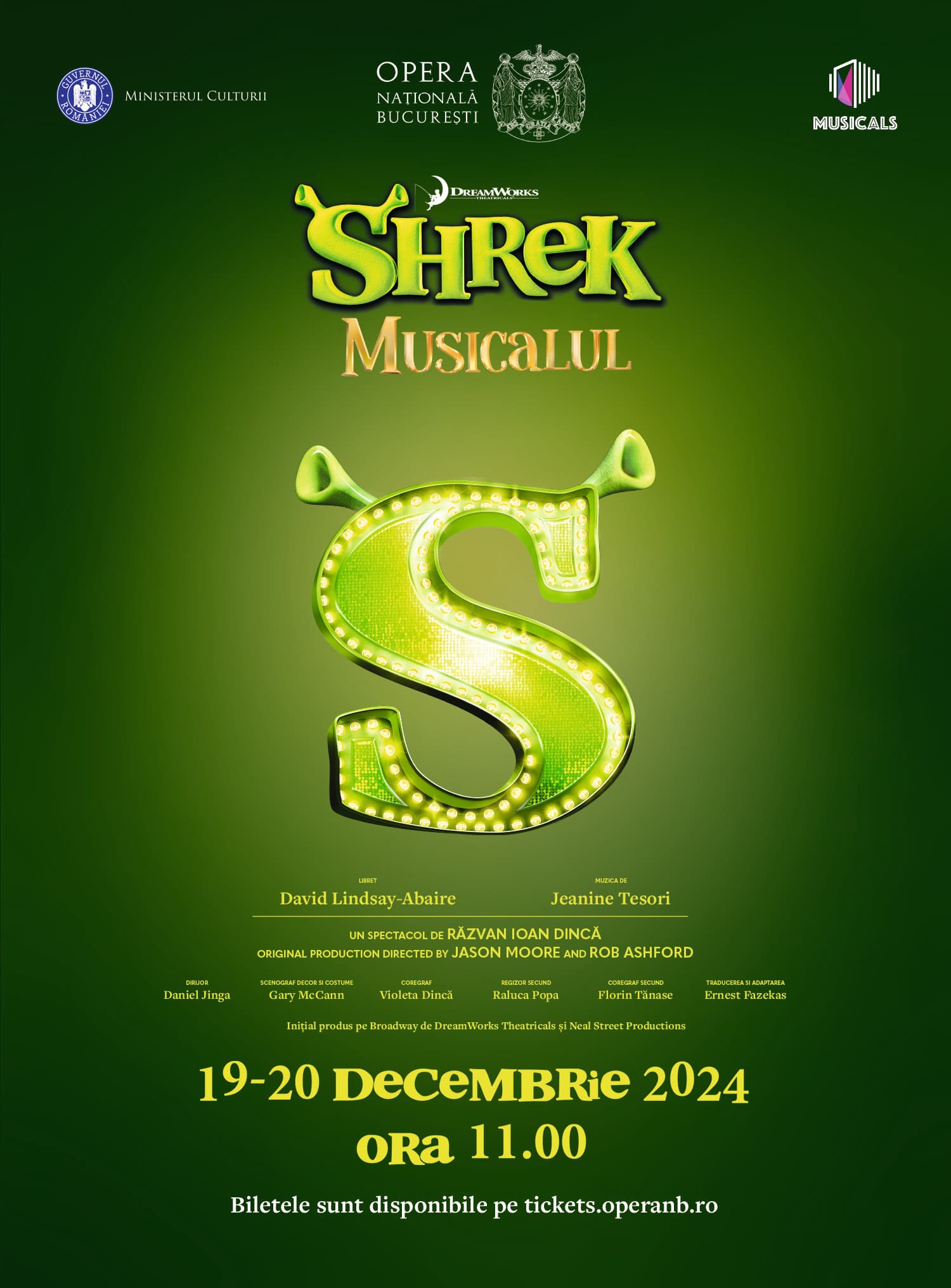 Musicalul Shrek revine la Opera Națională București,pe 19 și 20 decembrie, cu Dan Helciug în rolul capcăunului simpatic