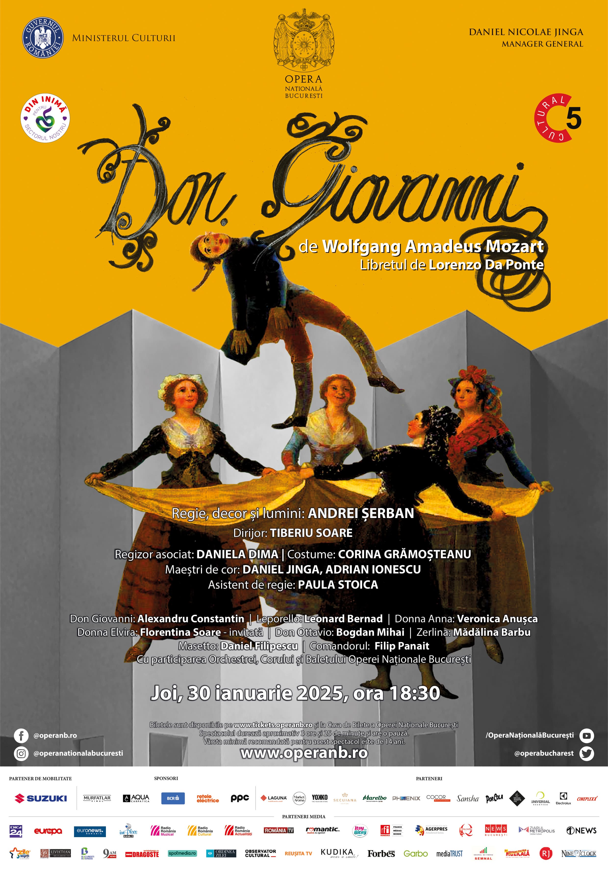 Final de ianuarie la Opera Națională București, cu o dublă reprezentație: Don Giovanni de Mozart