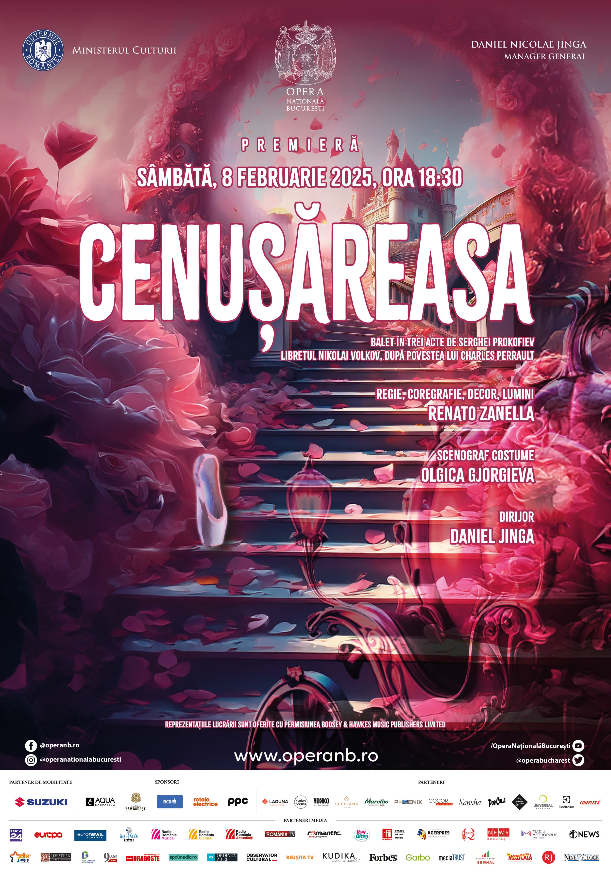 Celebrul balet „Cenușăreasa” în coregrafia lui Renato Zanella, premieră pe 8 februarie pe scena Operei Naționale București