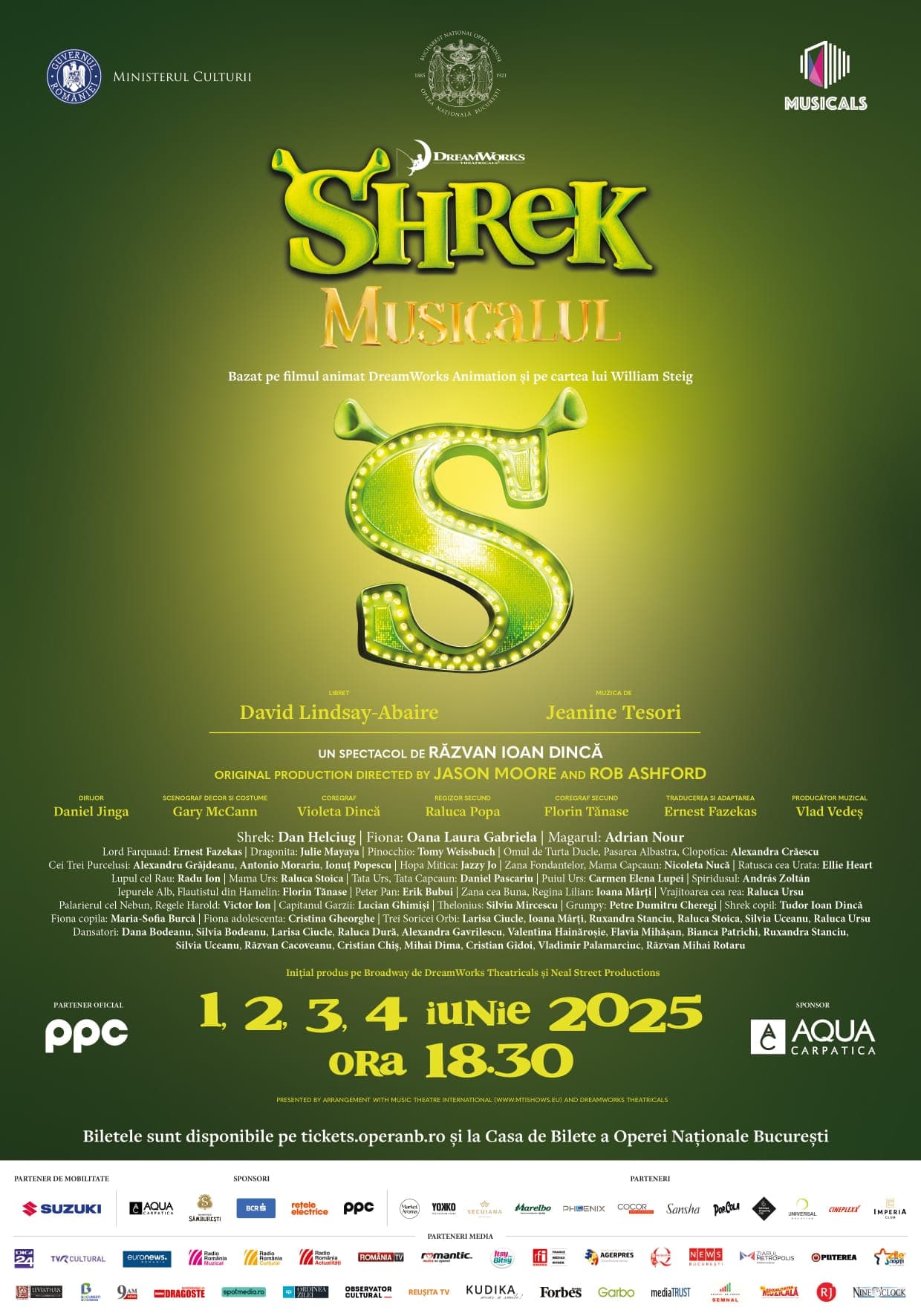 De pe Broadway la București: Shrek Musicalul revine pe scena ONB de Ziua Copilului. Horia Brenciu, în rolul capcăunului simpatic