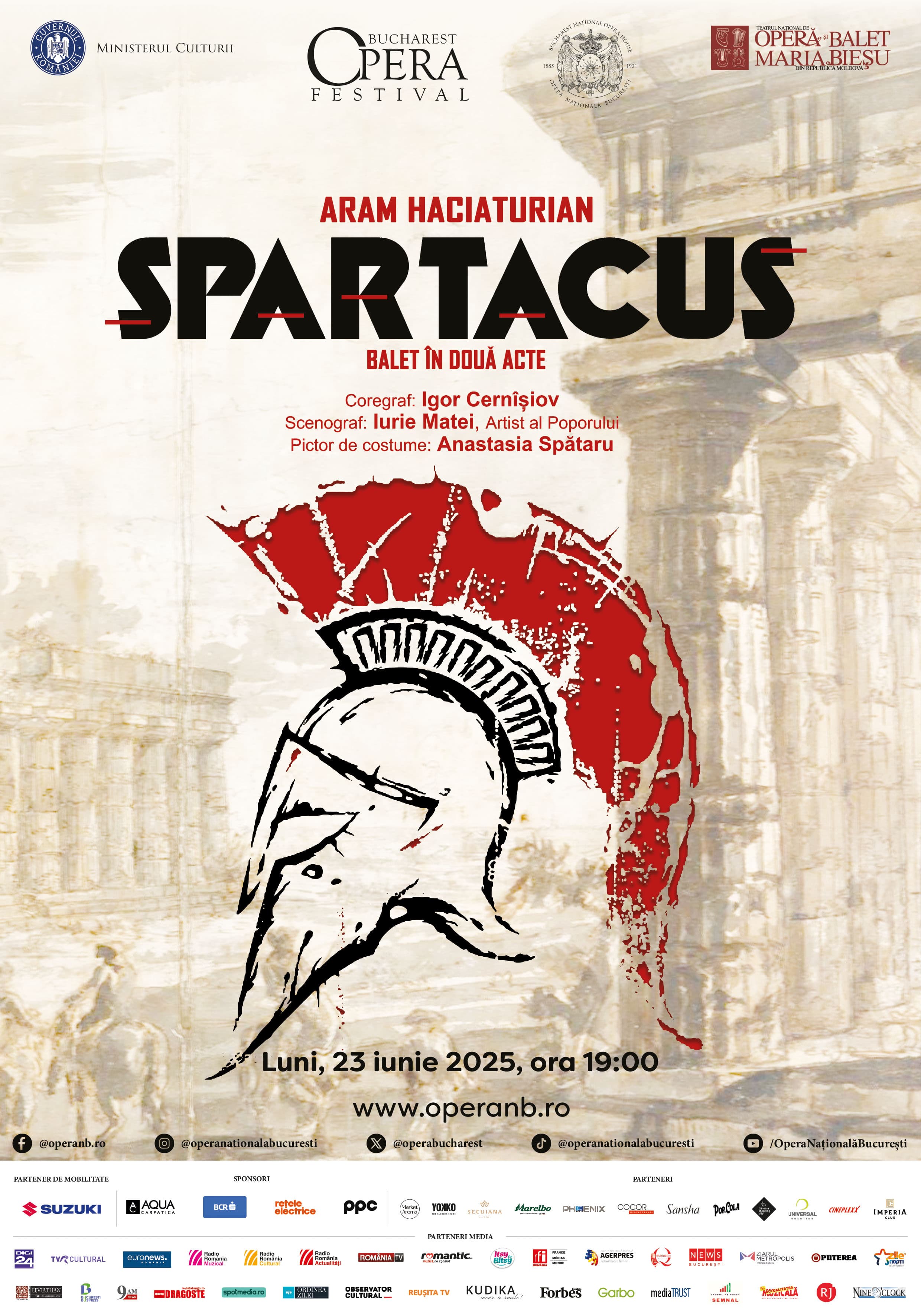 Baletul „Spartacus” la Bucharest Opera Festival cu ansamblurile Teatrului Național de Operă și Balet din Chișinău