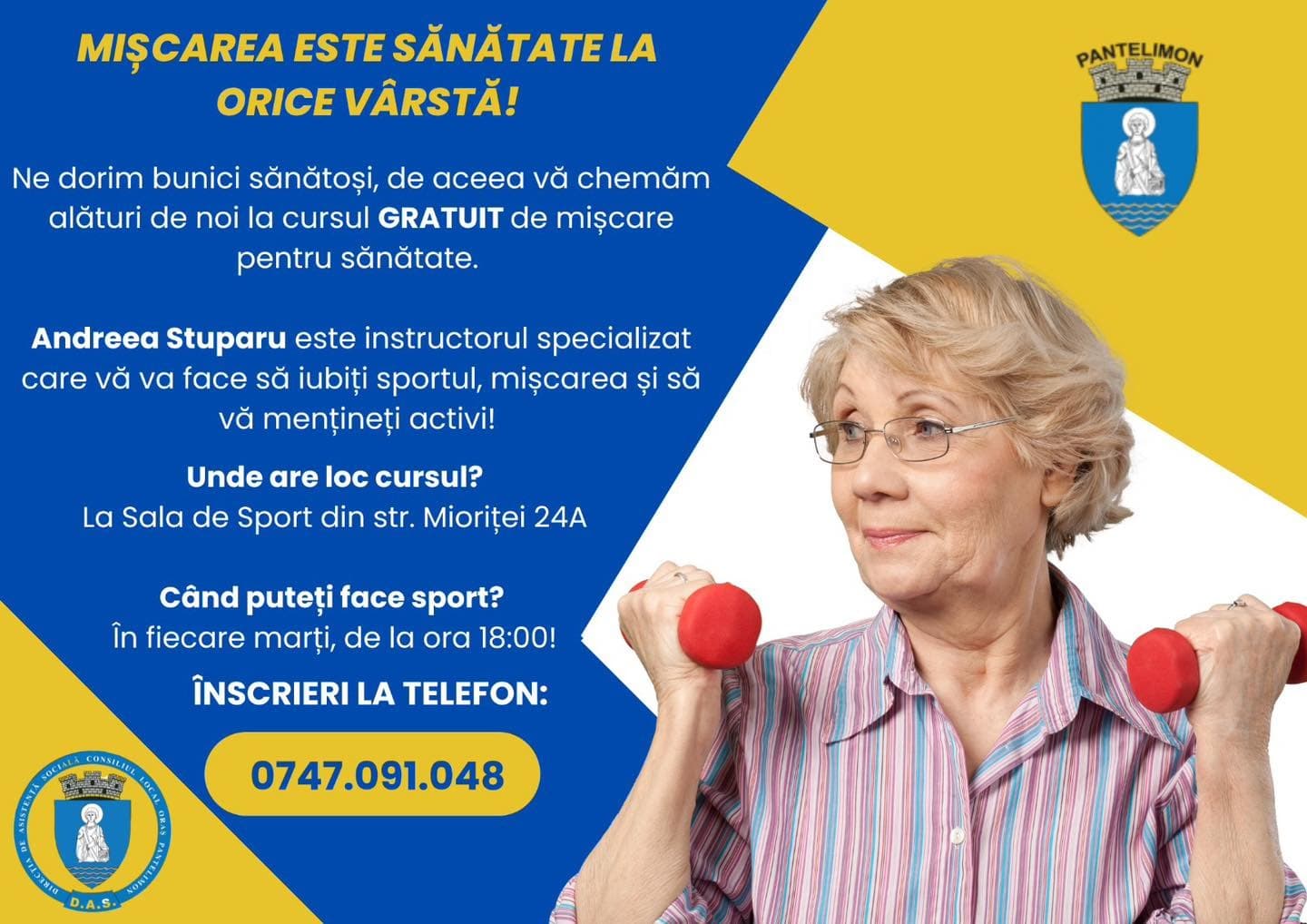 „Din grijă pentru seniorii noștri, continuăm programul «Mișcare pentru sănătate»”