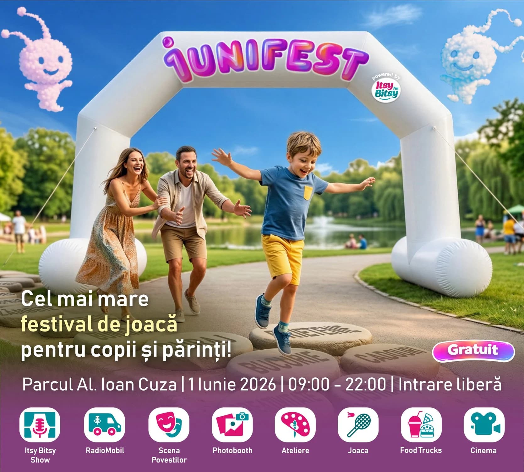Afișul oficial 1uniFEST 2026, în Parcul Al. I. Cuza din București