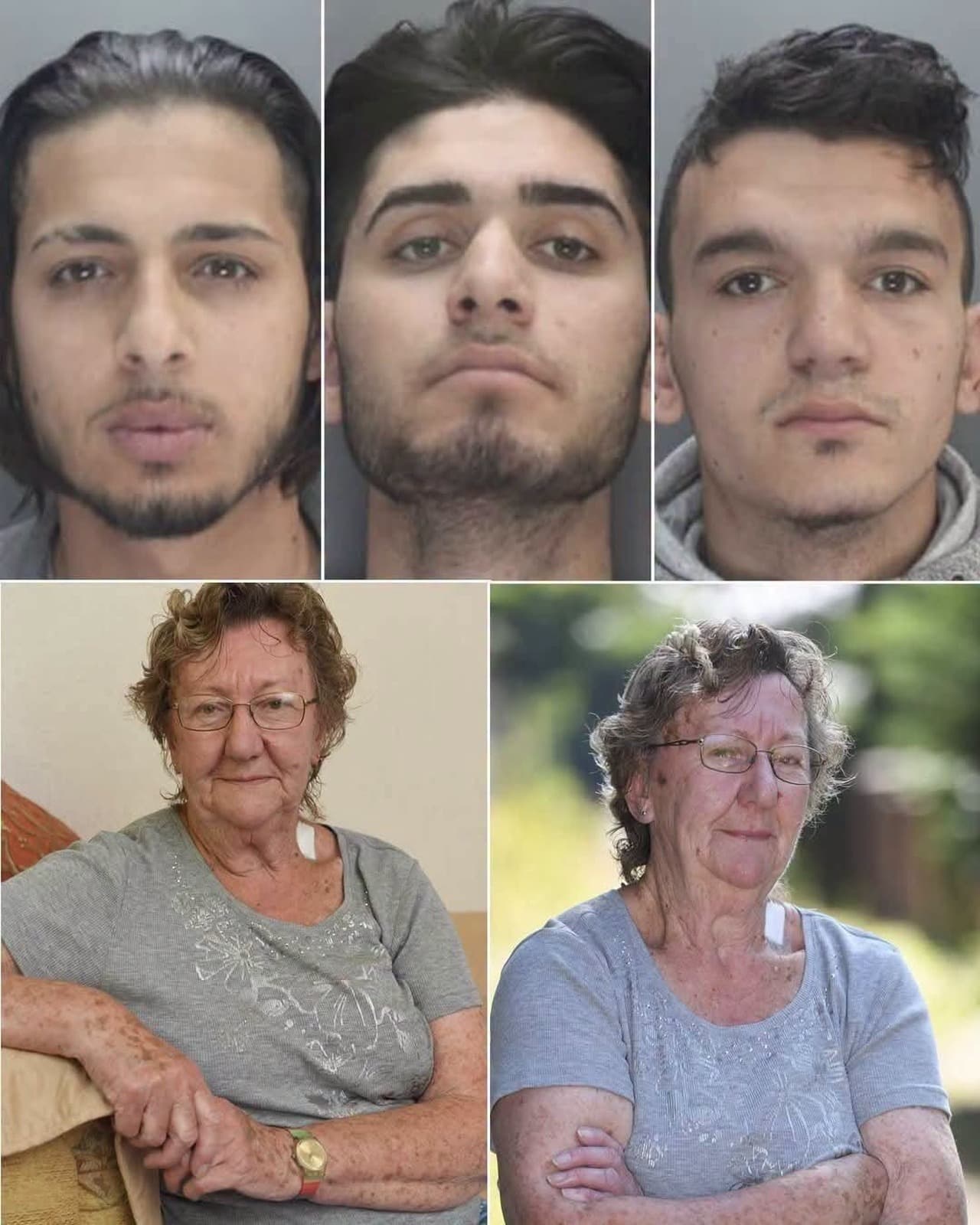 Colaj cu cei trei tineri condamnați și victima, Winifred Peel