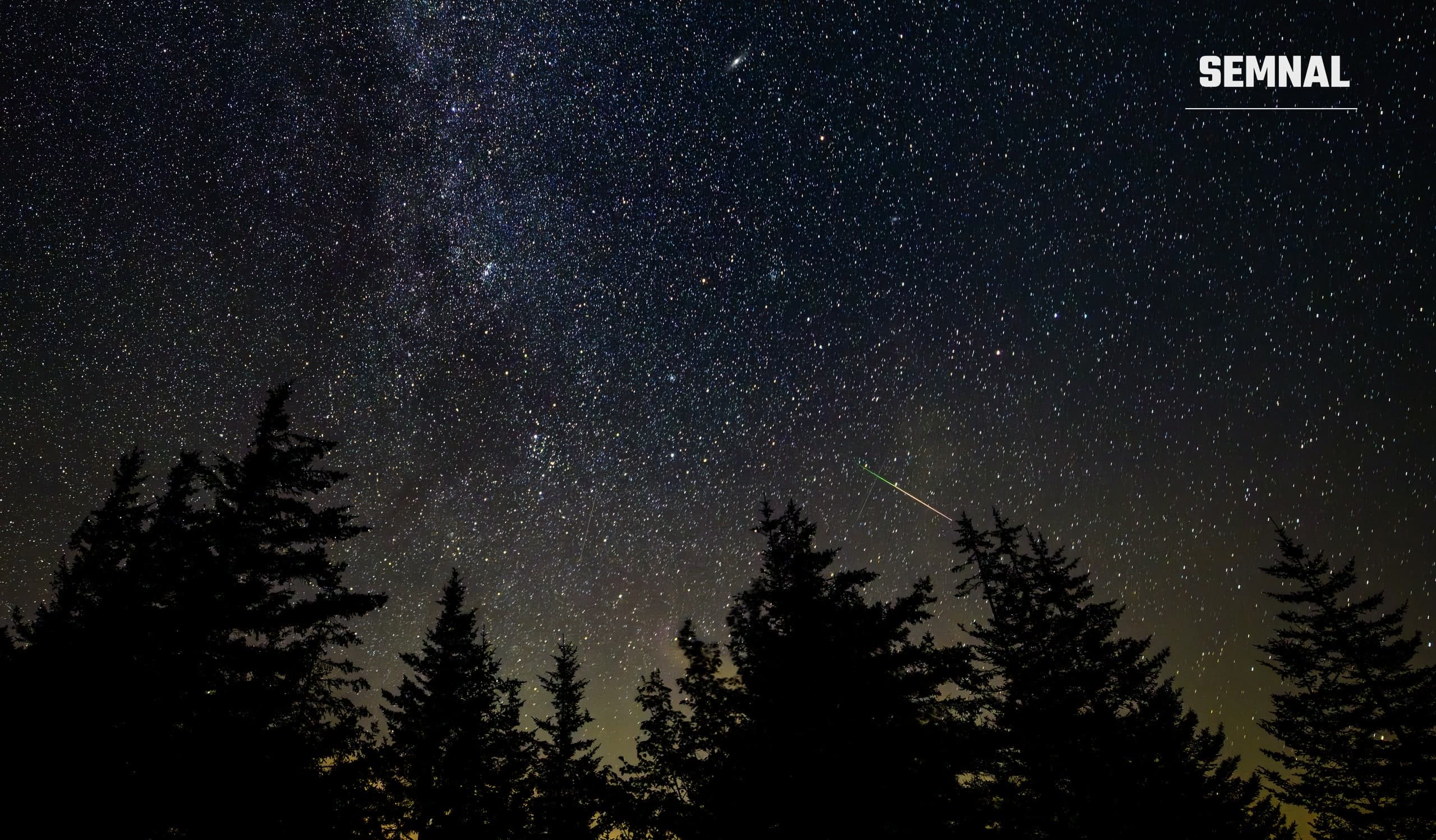 Meteor luminos pe cerul înstelat al nopții, surprins în timpul unei ploi de meteori