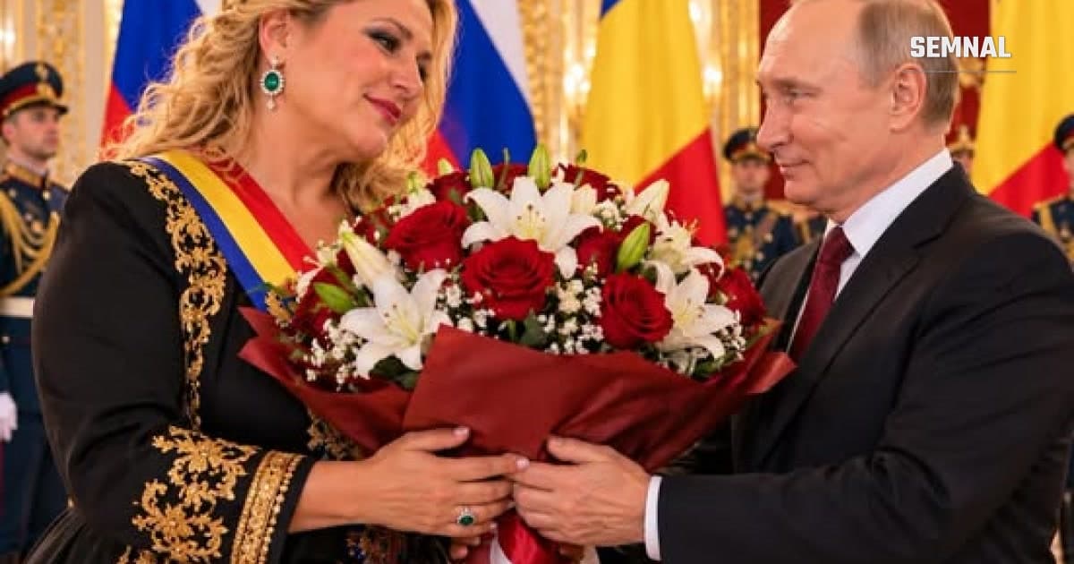 Imagine generată cu inteligență artificială postată de Diana Șoșoacă, alături de Vladimir Putin
