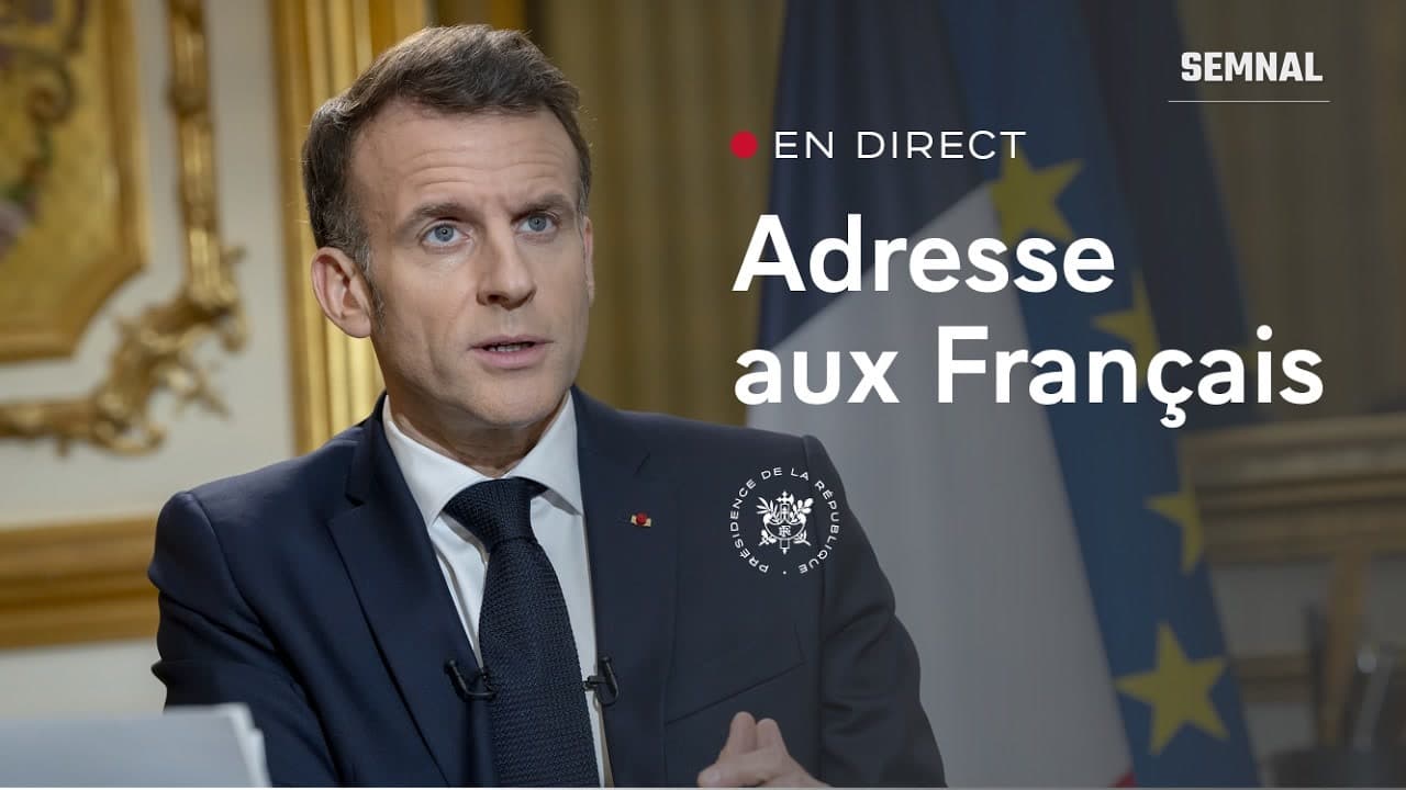 Emmanuel Macron în timpul adresării către francezi de la Palatul Élysée (Foto: Președinția Republicii Franceze)