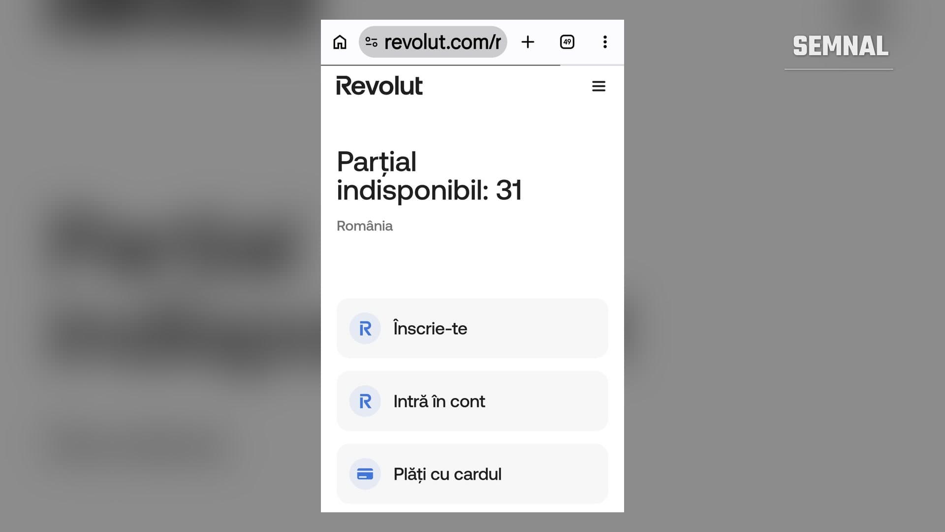 Pagina de stare Revolut pentru România arată 31 de servicii parțial indisponibile, între care plățile cu cardul