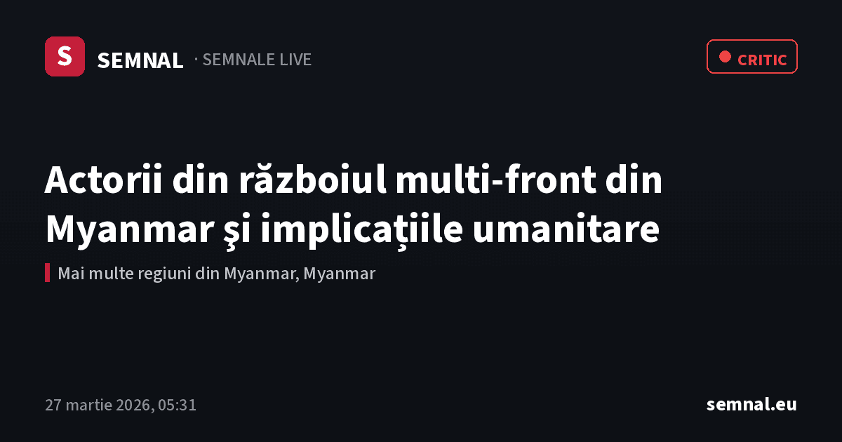 Actorii din războiul multi‑front din Myanmar şi implicațiile umanitare — Semnale