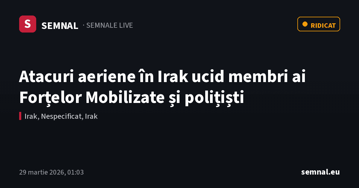 Atacuri aeriene în Irak ucid membri ai Forțelor Mobilizate și polițiști — Semnale