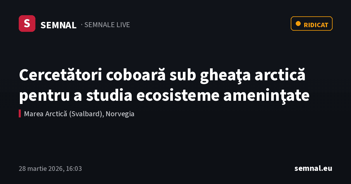 Cercetători coboară sub gheaţa arctică pentru a studia ecosisteme ameninţate — Semnale