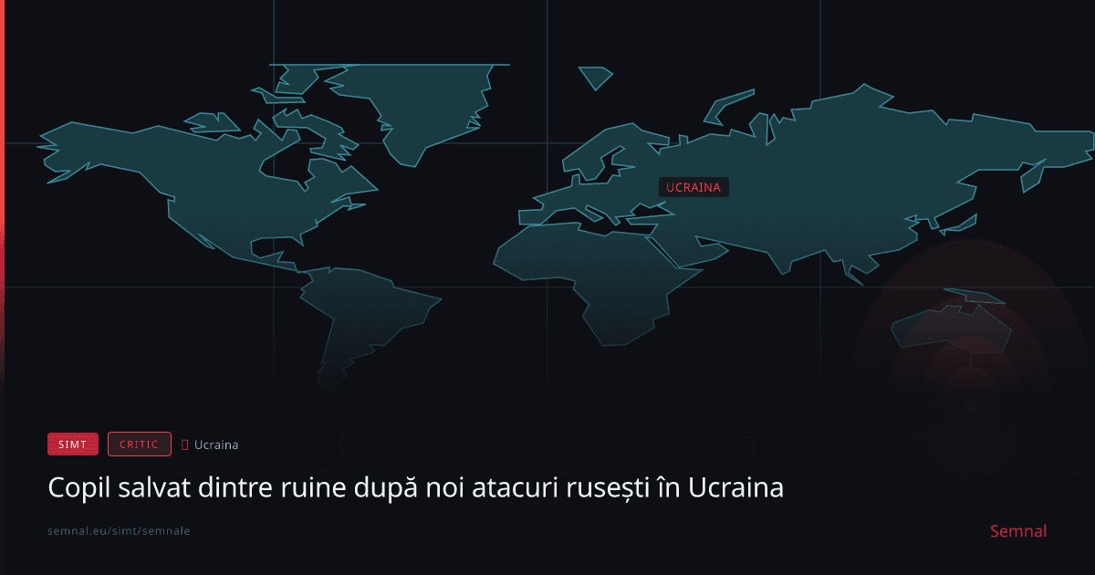 Copil salvat dintre ruine după noi atacuri rusești în Ucraina — Semnale