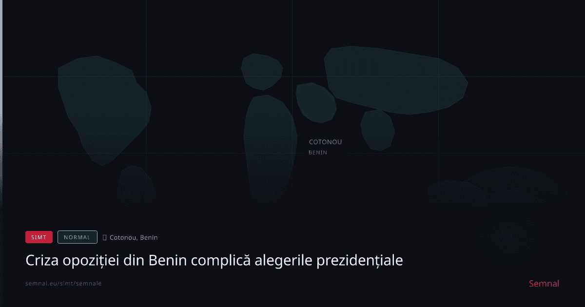 Criza opoziției din Benin complică alegerile prezidențiale — Semnale