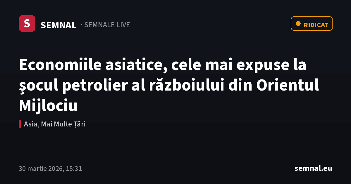 Economiile asiatice, cele mai expuse la șocul petrolier al războiului din Orientul Mijlociu — Semnale