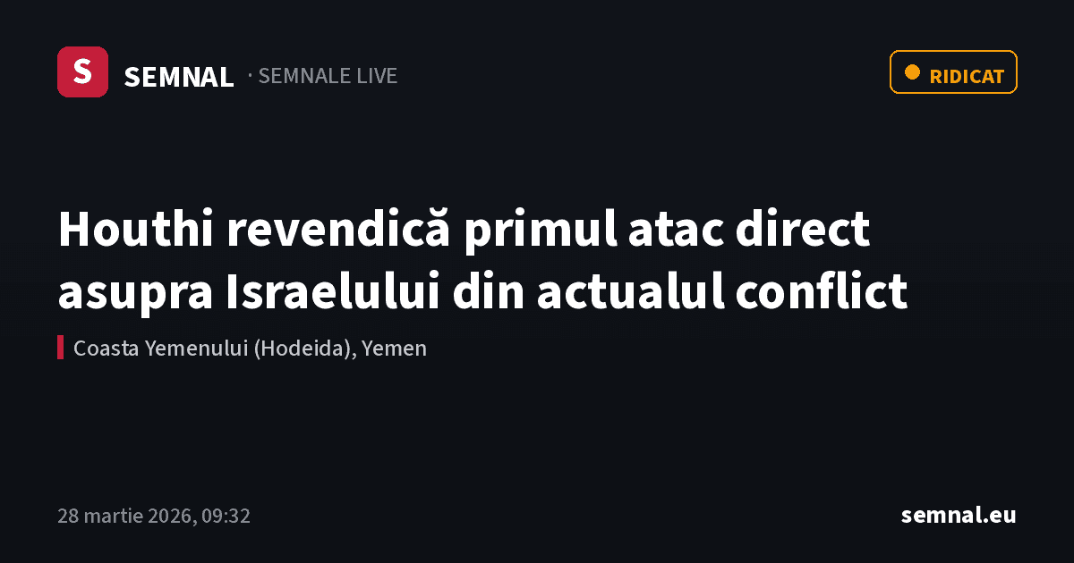 Houthi revendică primul atac direct asupra Israelului din actualul conflict — Semnale