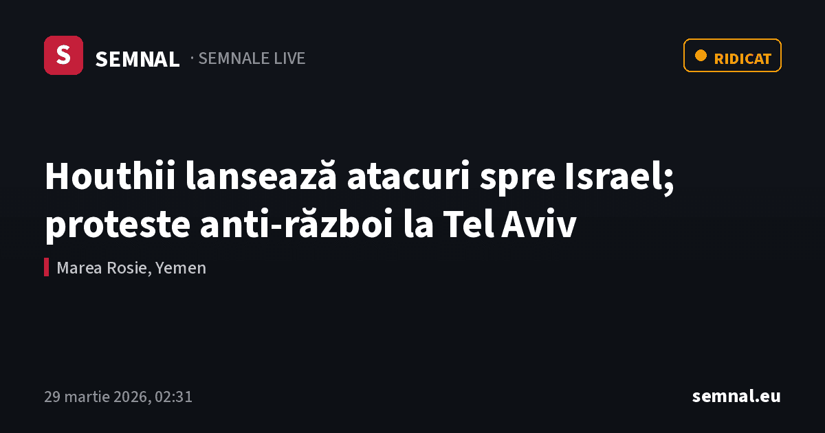 Houthii lansează atacuri spre Israel; proteste anti-război la Tel Aviv — Semnale