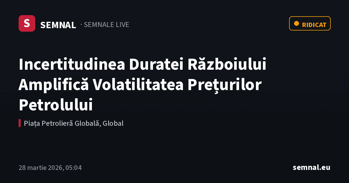 Incertitudinea Duratei Războiului Amplifică Volatilitatea Prețurilor Petrolului — Semnale