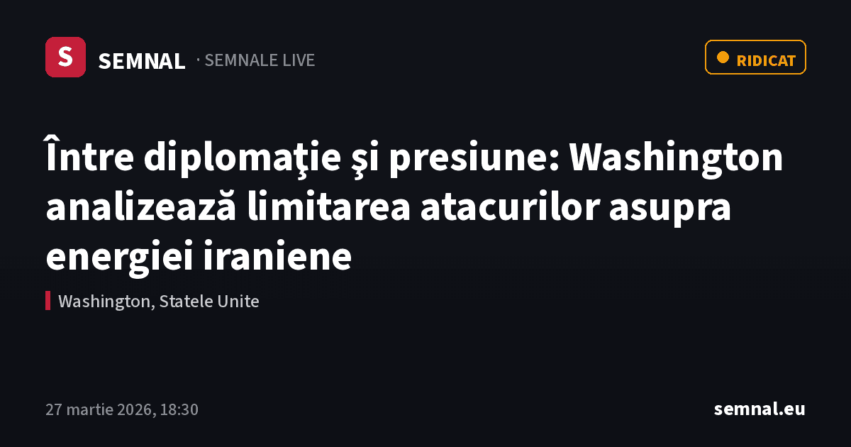 Între diplomaţie şi presiune: Washington analizează limitarea atacurilor asupra energiei iraniene — Semnale