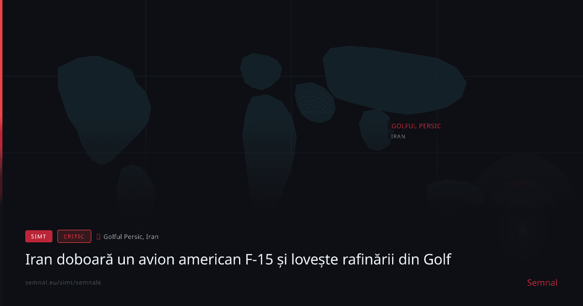 Iran doboară un avion american F-15 și lovește rafinării din Golf — Semnale