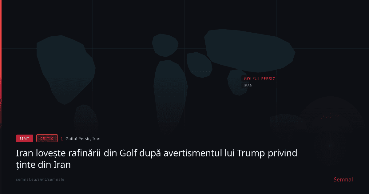 Iran lovește rafinării din Golf după avertismentul lui Trump privind ținte din Iran — Semnale