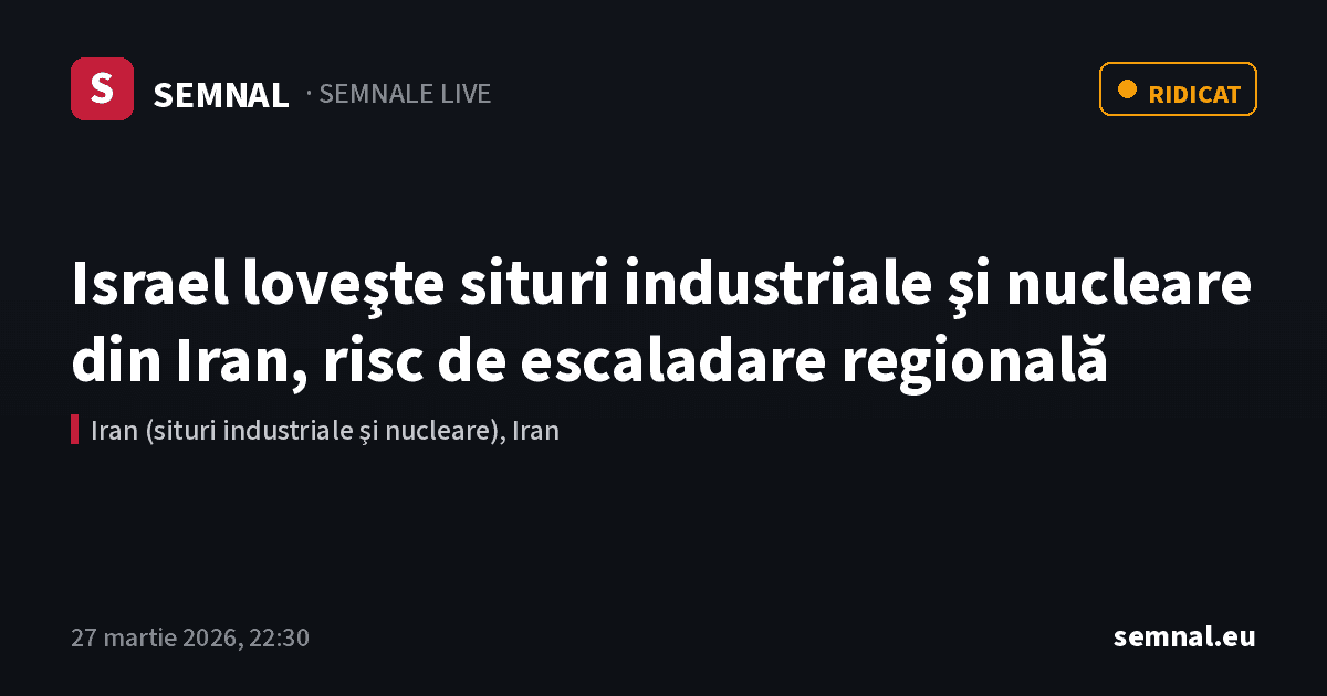 Israel loveşte situri industriale şi nucleare din Iran, risc de escaladare regională — Semnale