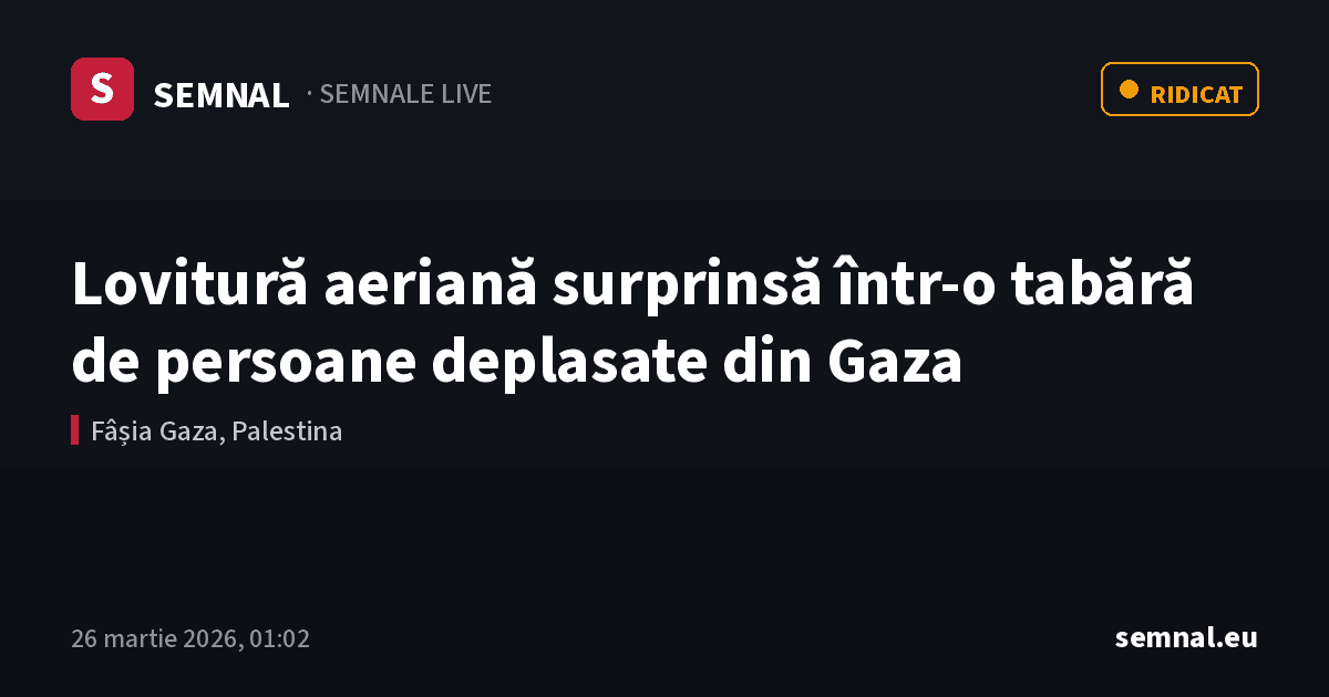 Lovitură aeriană surprinsă într‑o tabără de persoane deplasate din Gaza — Semnale