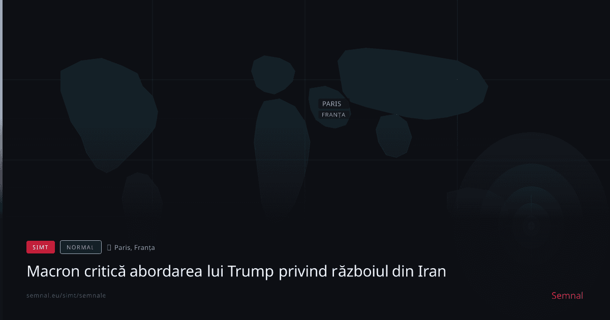 Macron critică abordarea lui Trump privind războiul din Iran — Semnale