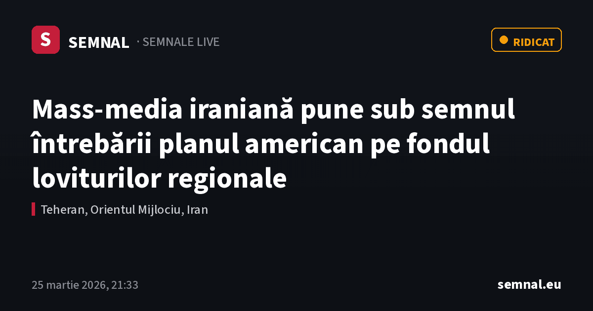 Mass‑media iraniană pune sub semnul întrebării planul american pe fondul loviturilor regionale — Semnale
