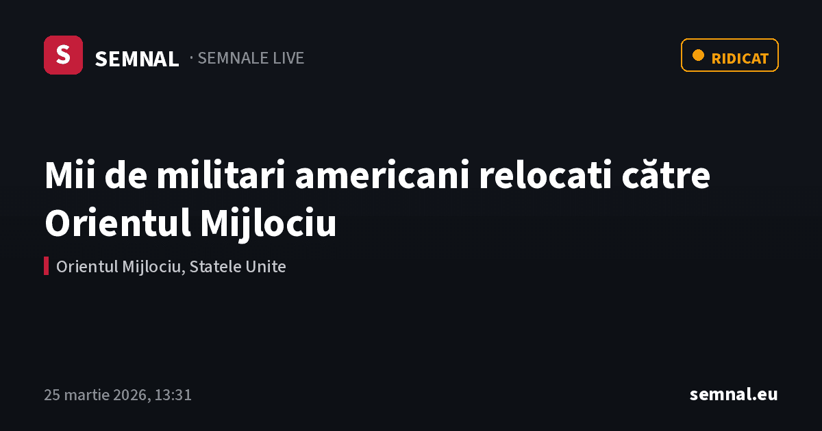 Mii de militari americani relocati către Orientul Mijlociu — Semnale