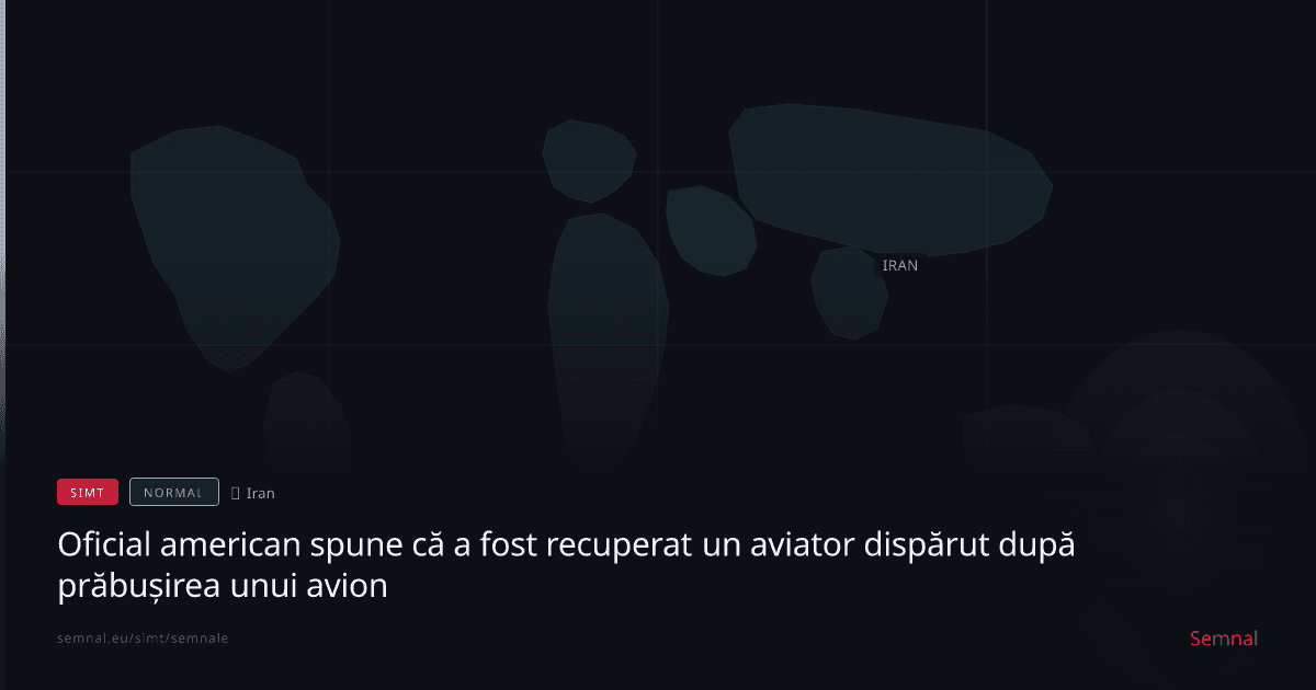 Oficial american spune că a fost recuperat un aviator dispărut după prăbușirea unui avion — Semnale