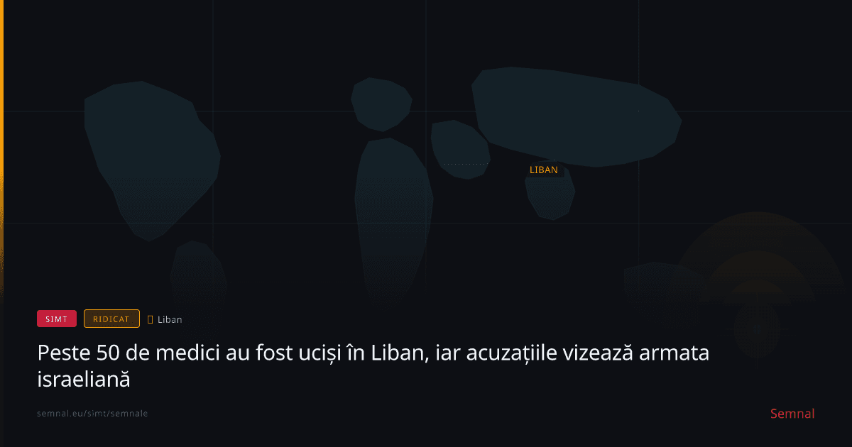 Peste 50 de medici au fost uciși în Liban, iar acuzațiile vizează armata israeliană — Semnale