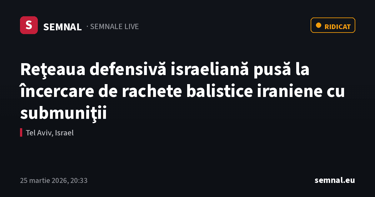 Reţeaua defensivă israeliană pusă la încercare de rachete balistice iraniene cu submuniţii — Semnale