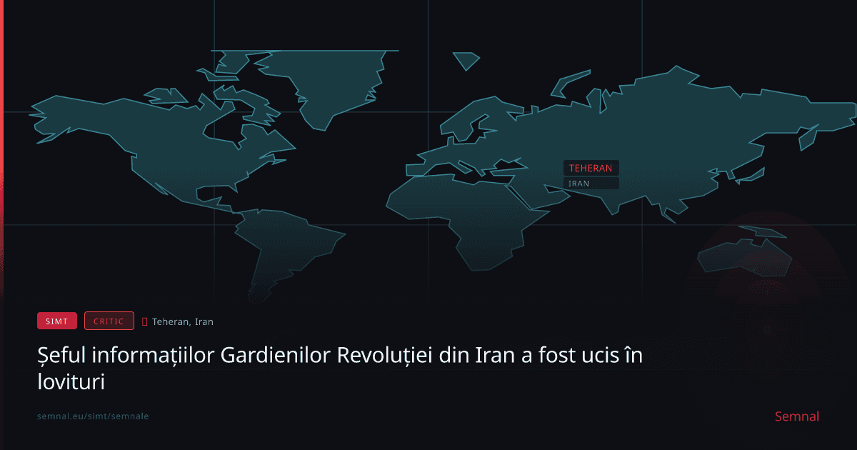 Șeful informațiilor Gardienilor Revoluției din Iran a fost ucis în lovituri — Semnale