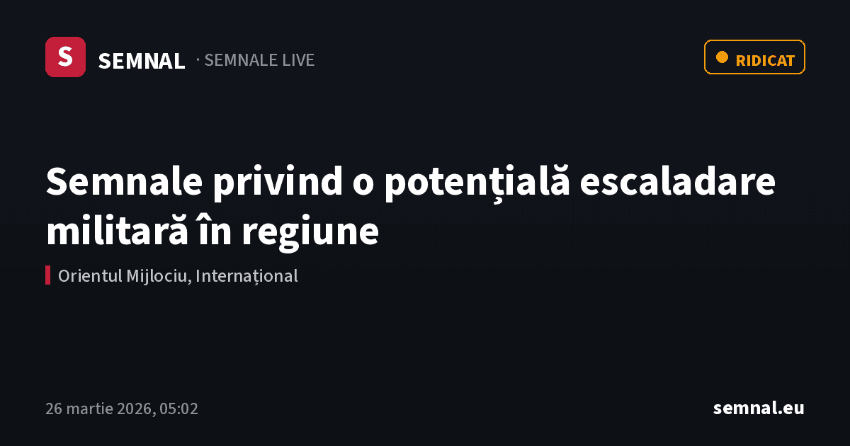 Semnale privind o potențială escaladare militară în regiune