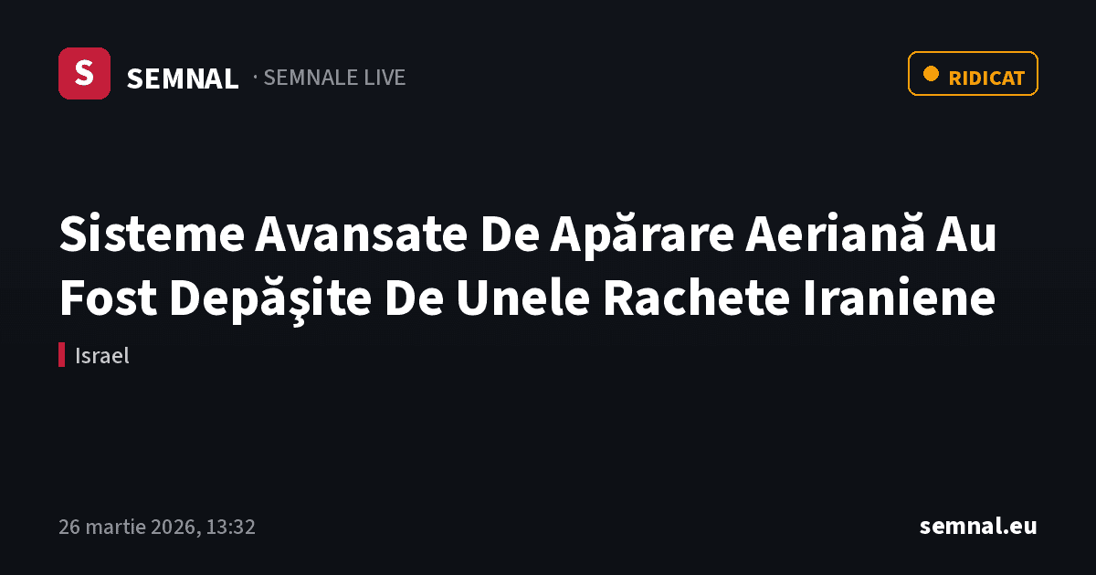 Sisteme Avansate De Apărare Aeriană Au Fost Depăşite De Unele Rachete Iraniene — Semnale