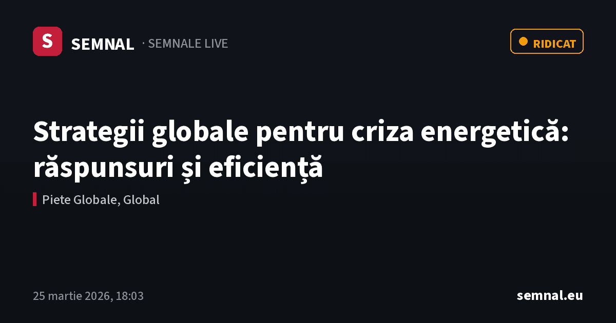 Strategii globale pentru criza energetică: răspunsuri și eficiență — Semnale